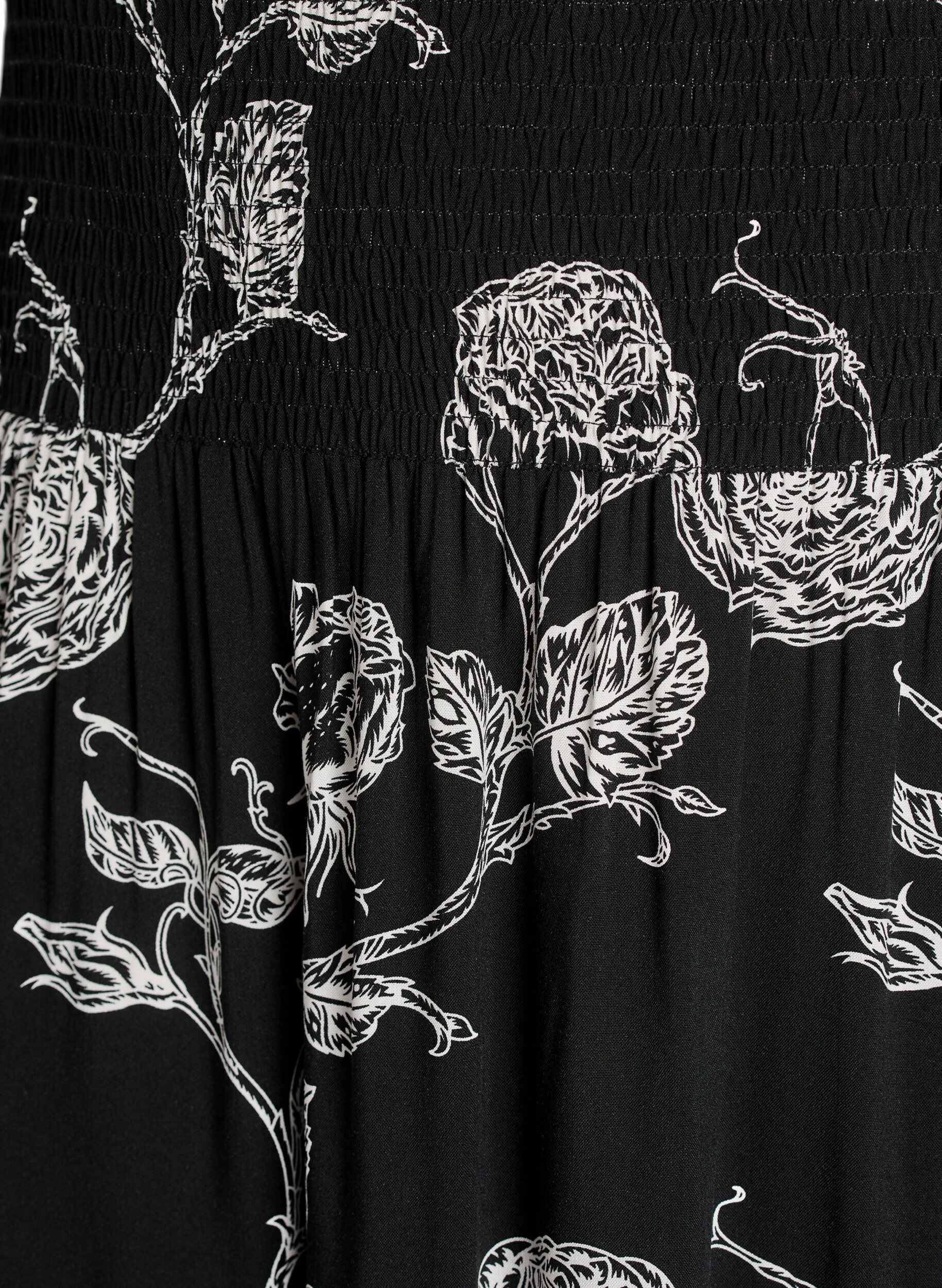 Zizzi Sp&oacute;dnica maxi z wiskozy z marszczeniem, Czarne, Packshot image number 2