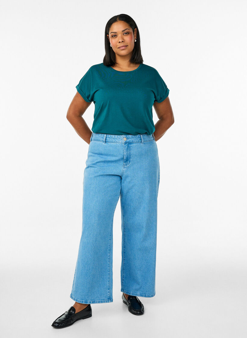 Koszulka z kr&oacute;tkimi rekawami wykonana z mieszanki bawelny, Zielony, Model image number 1