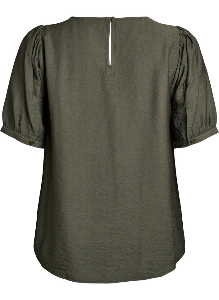 Bluzka z wiskozy z rekawem 1/2, Zielony, Packshot image number 1