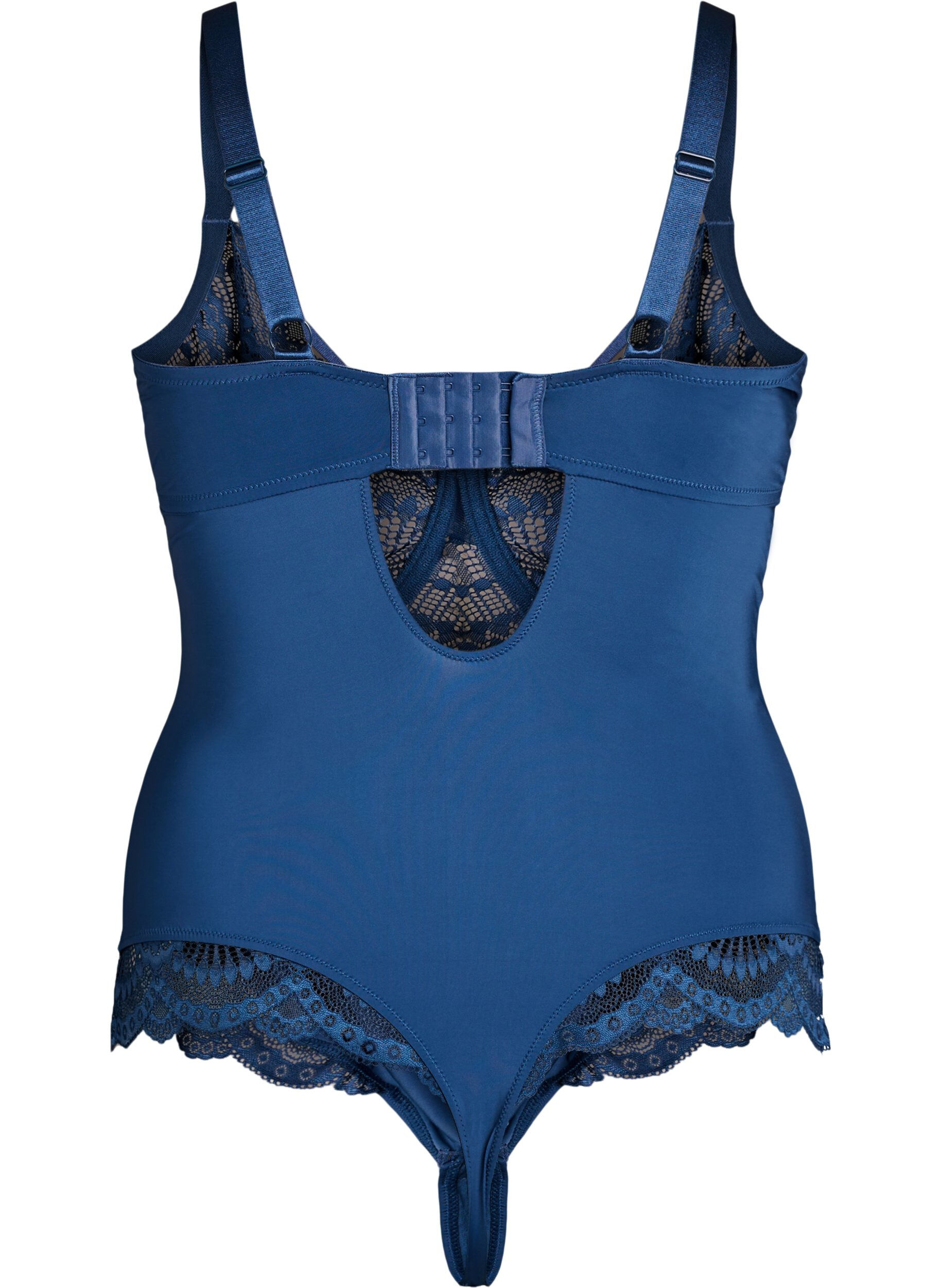 ZizziKoronkowe body z fiszbinami i ozdobnymi paseczkami, Niebieskie, Packshot image number 1