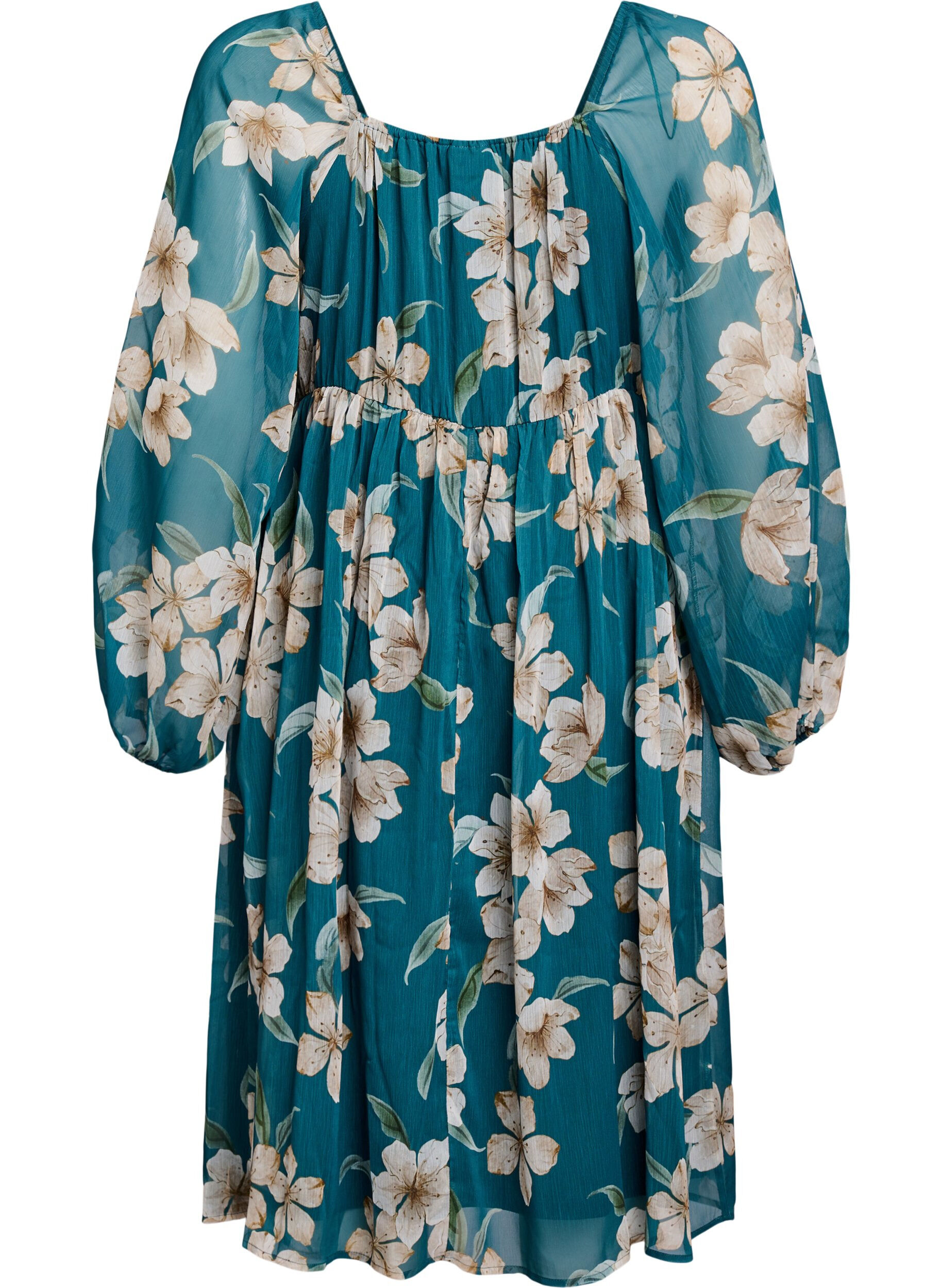 Zizzi Szyfonowa sukienka imprezowa z dlugim rekawem, Zielony, Packshot image number 1