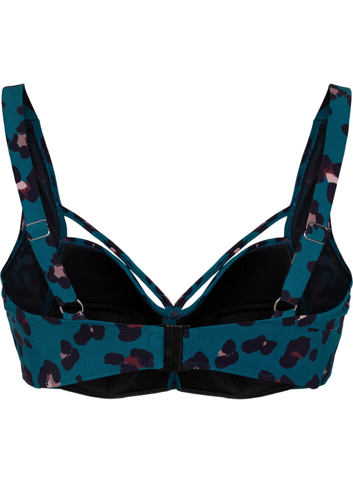 Góra od bikini z marszczeniami i tasiemkami, Leopard, Packshot image number 1