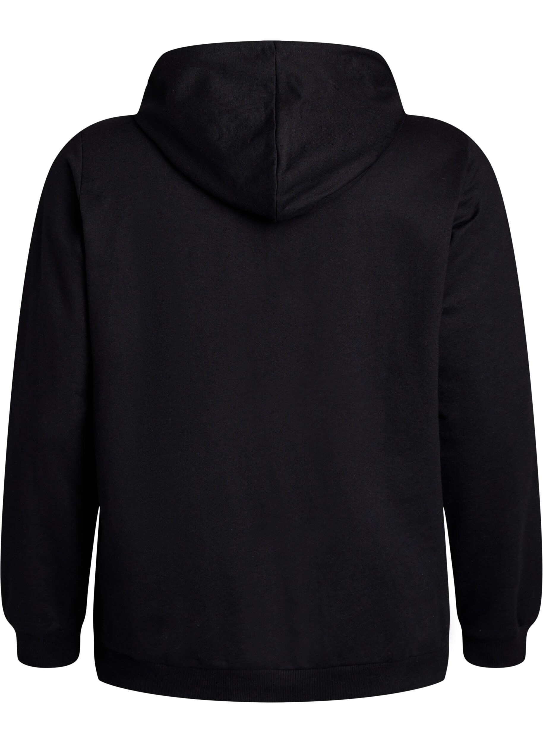ZizziBluza z kapturem i nadrukiem, Czarne, Packshot image number 1
