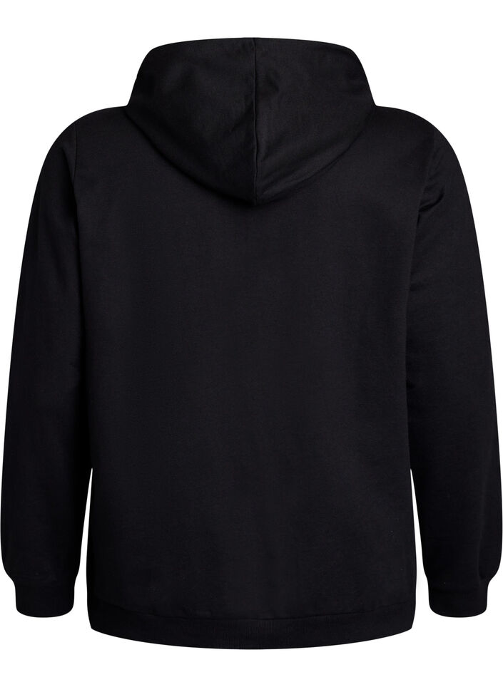 Bluza z kapturem i nadrukiem, Czarne, Packshot image number 1