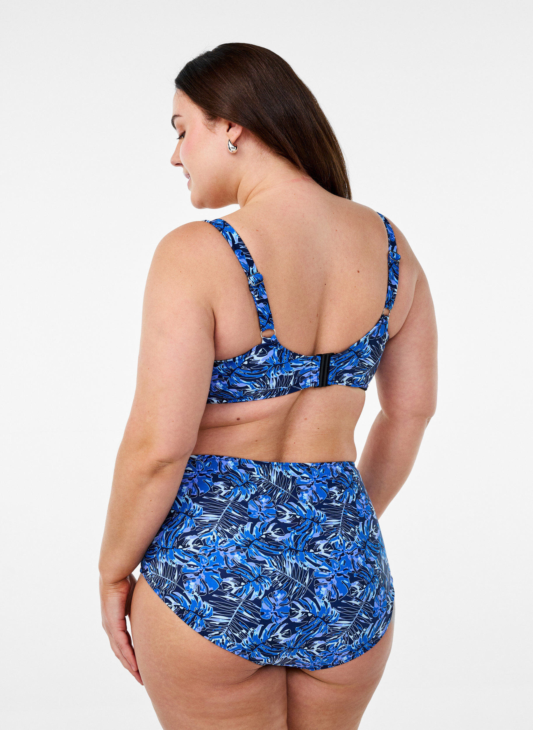 ZizziG&oacute;ra od bikini z fiszbinami i wzorem, Niebieskie, Model image number 2