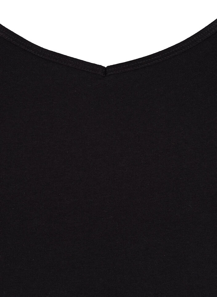 Dlugi top typu basic z bawelny, Czarne, Packshot image number 2