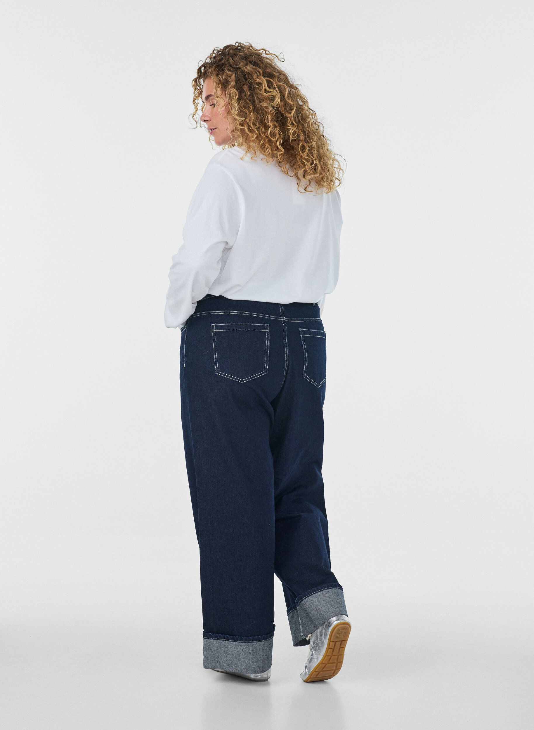 ZizziJeansy o szerokim kroju z szerokimi wykonczeniami i kontrastowymi szwami, Niebieskie, Model image number 1