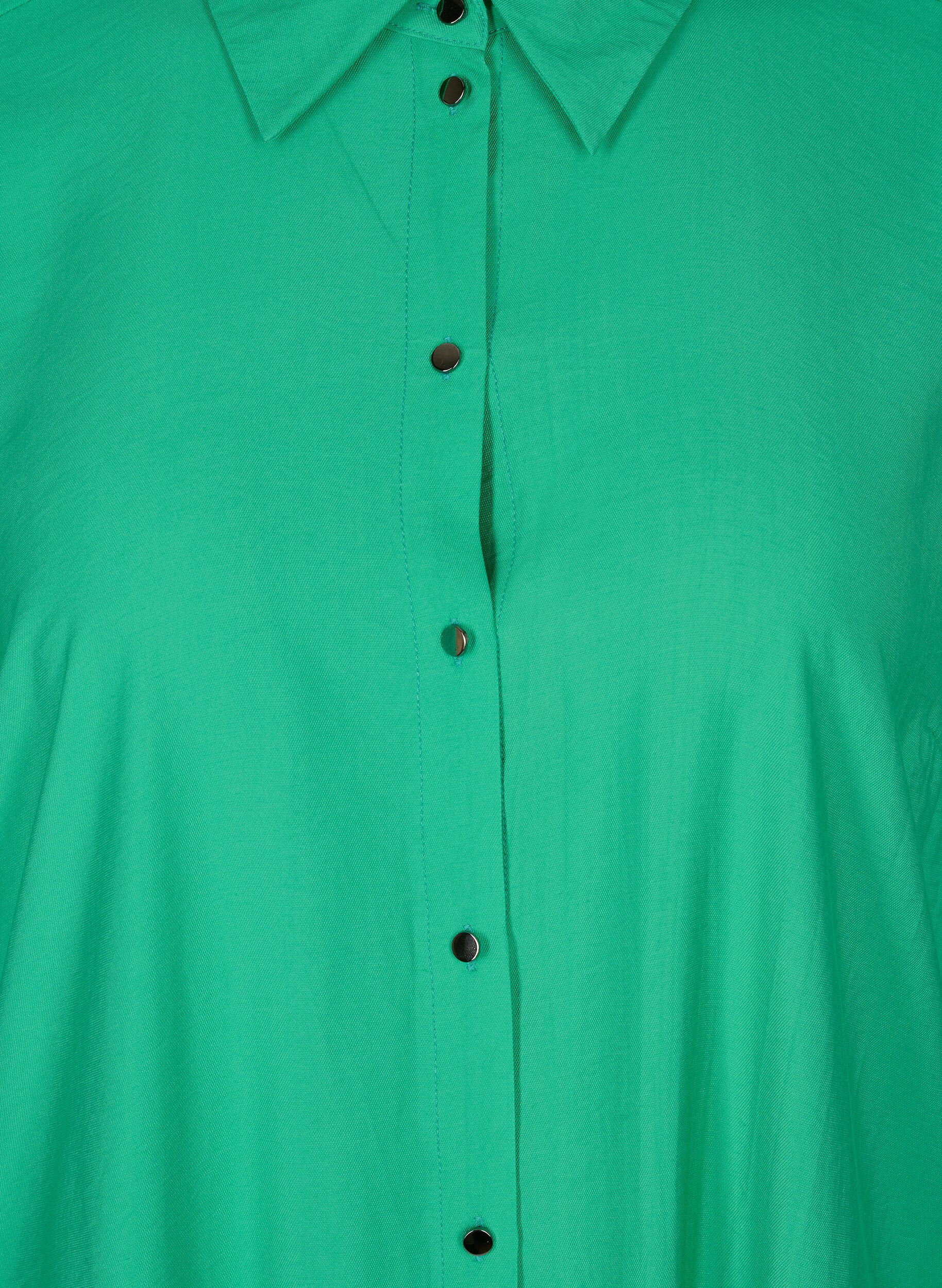 Zizzi Long viscose shirt with slits, Mint, Packshot image number 2