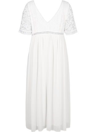 Dluga sukienka z dekoltem z tylu i krótkimi rekawami, Bright White, Packshot image number 1