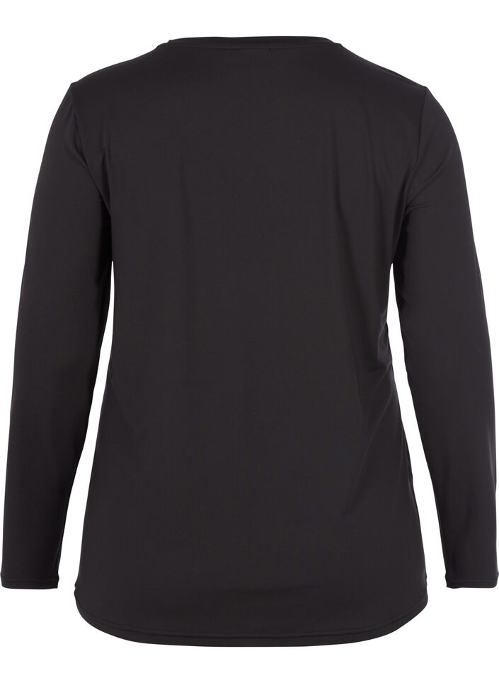 Top do fitnessu z dlugimi rekawami, Czarne, Packshot image number 1