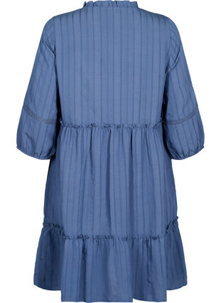 Wiskozowa sukienka w paski z koronkowym paskiem i rekawami 3/4, Vintage Indigo, Packshot image number 1