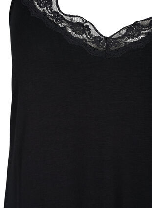 Koszula nocna z wiskozy z koronkowym wykonczeniem, Black, Packshot image number 2