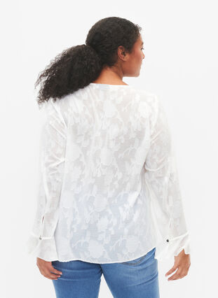 Zakardowa koszula z dlugimi rekawami, Bright White, Model image number 1