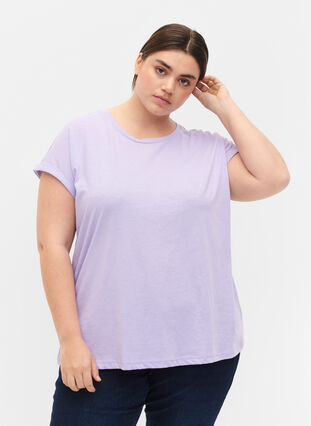 Koszulka z krótkimi rekawami wykonana z mieszanki bawelny, Lavender, Model image number 0