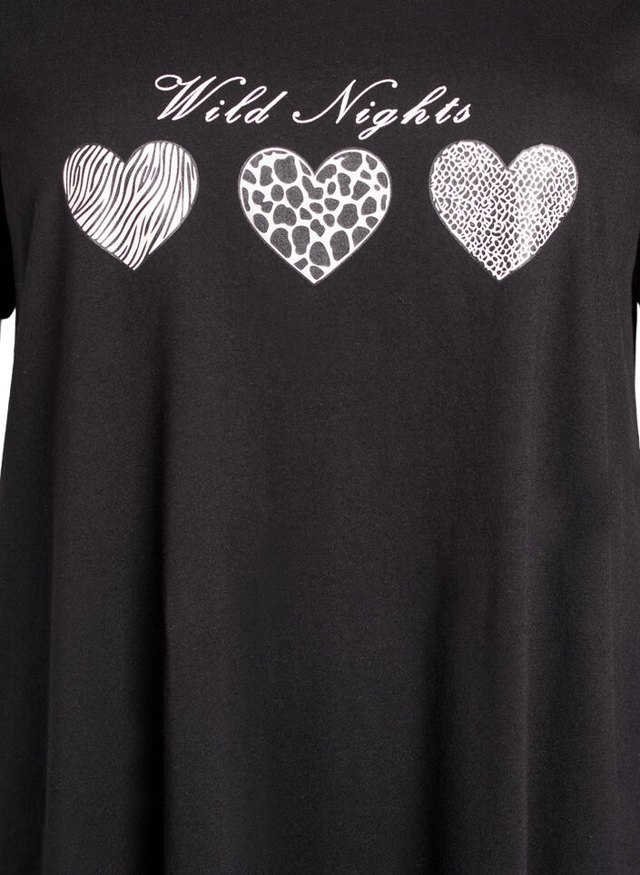 Koszula nocna z krótkim rekawem, wykonana z bawelny organicznej, Czarne, Packshot image number 2