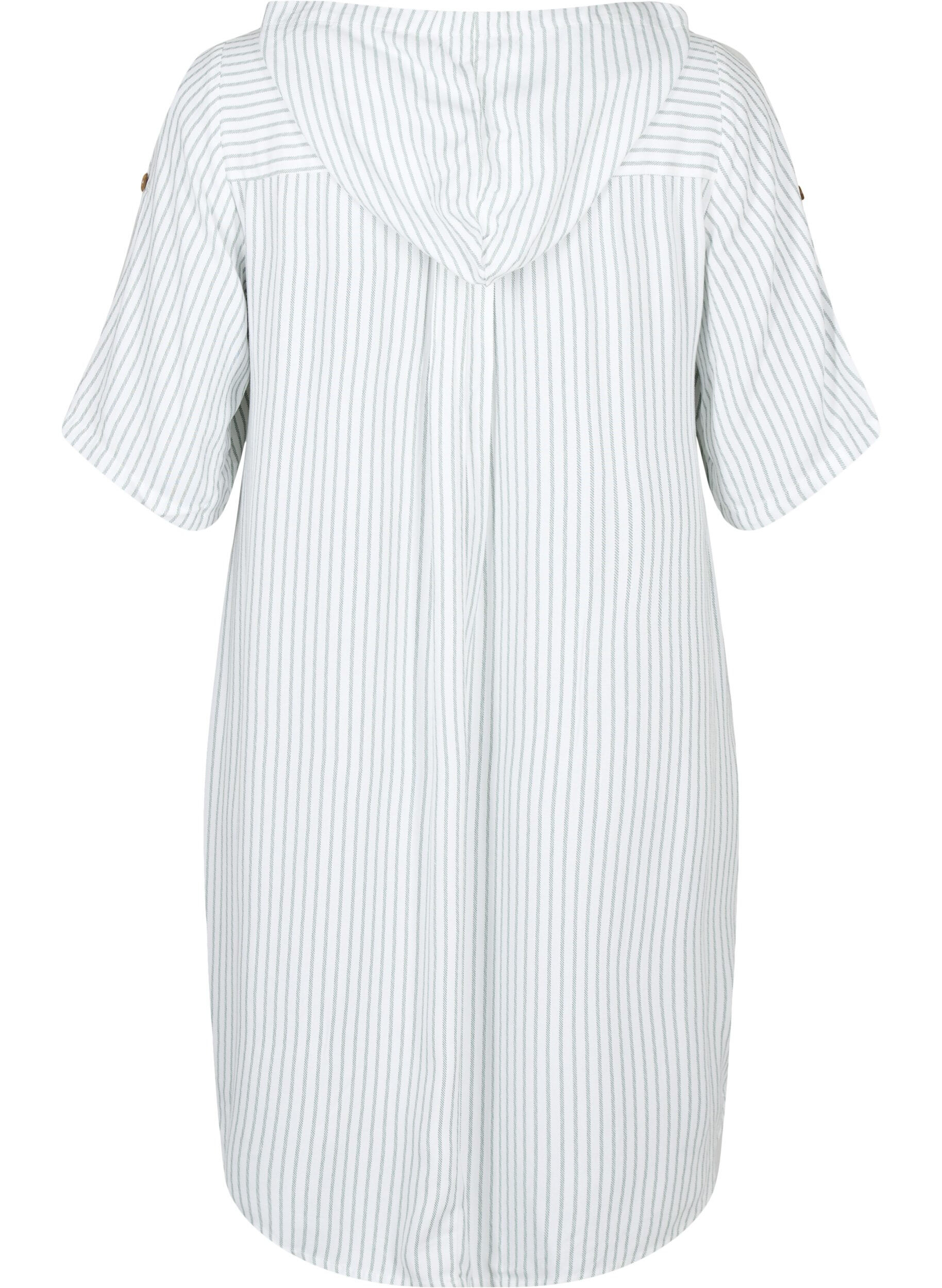 Zizzi Wiskozowa tunika z kr&oacute;tkim rekawem i kapturem, Chinois Green Stripe, Packshot image number 1