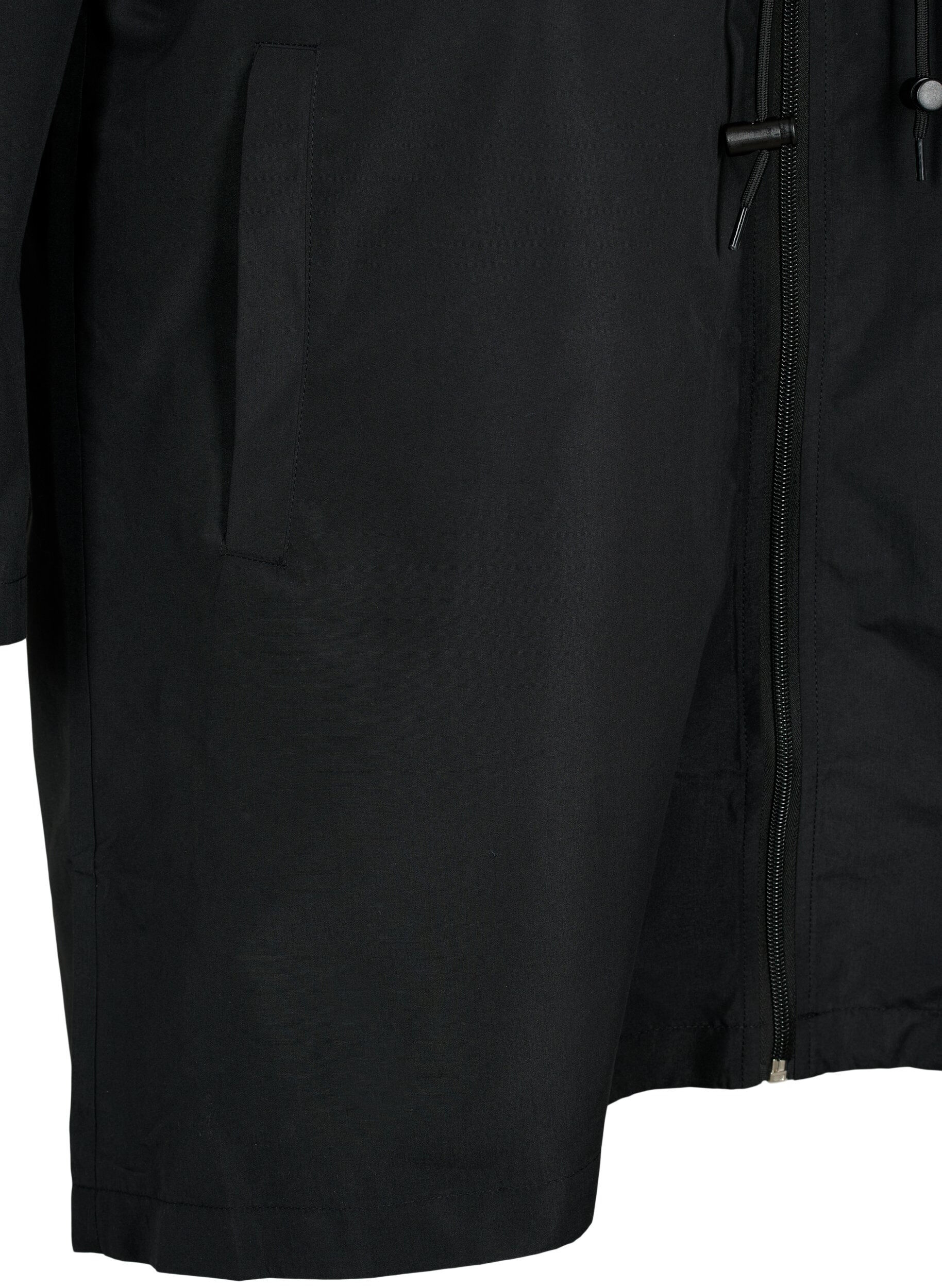 Zizzi Flash &ndash; wodoodporna parka z kapturem, Black, Packshot image number 3