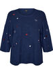 Sweter z serduszkami i rekawami 3/4, Niebieskie, Packshot image number 0