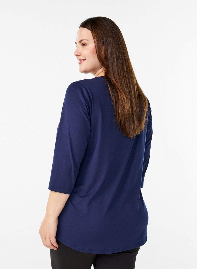 Sportowy top z rekawami 3/4, Niebieskie, Model image number 2