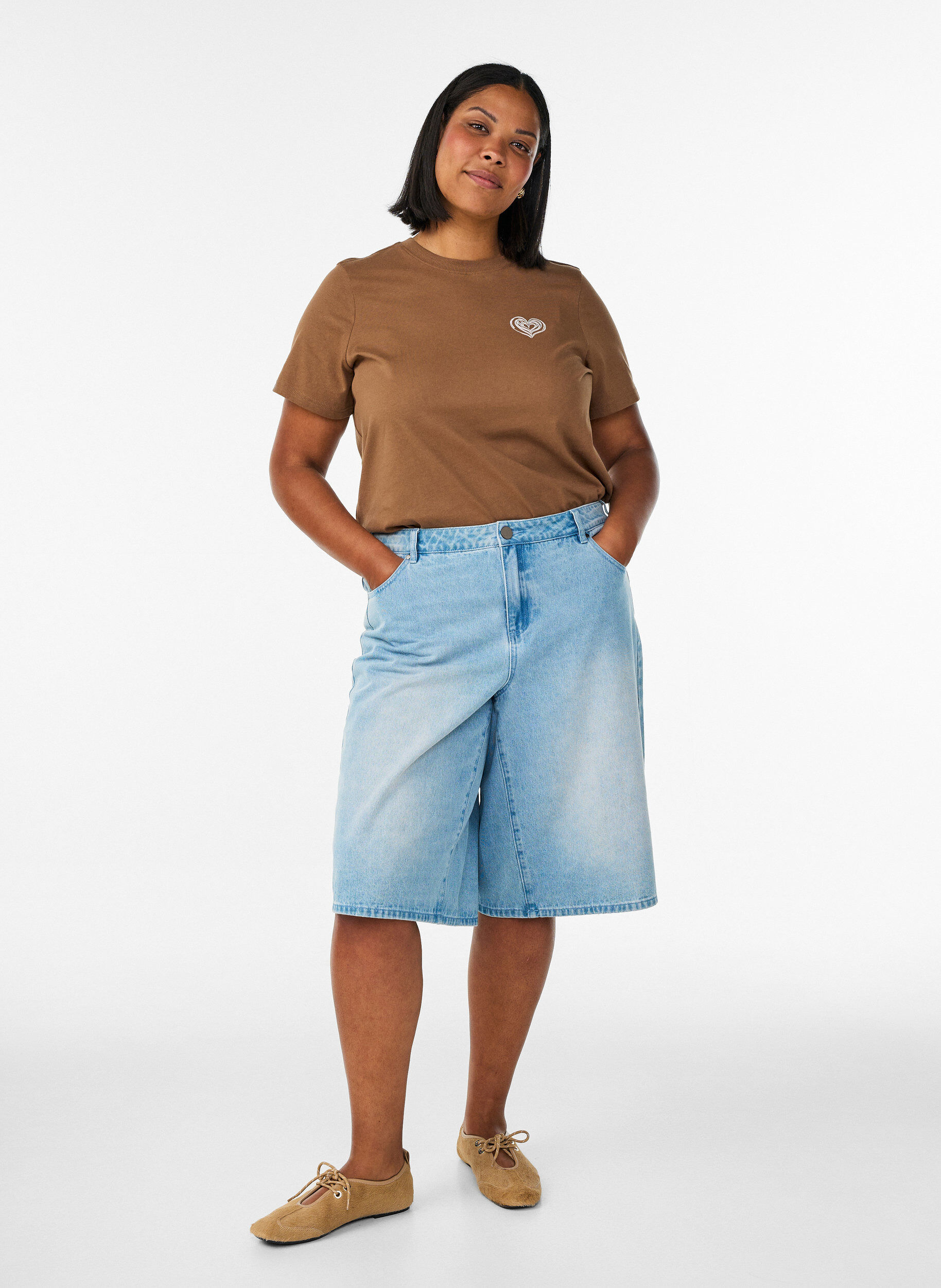 ZizziBawelniana koszulka z nadrukiem, Brązowy, Model image number 1