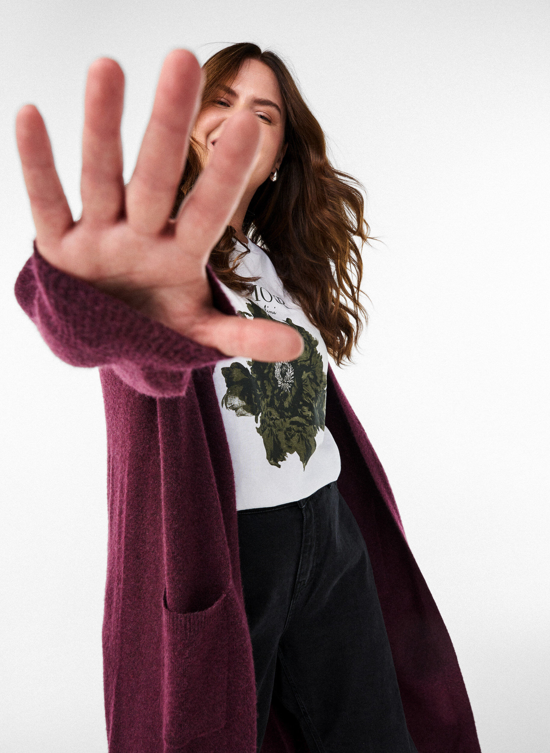 Zizzi Dlugi dzianinowy kardigan z kieszeniami, Czerwony, Image image number 0