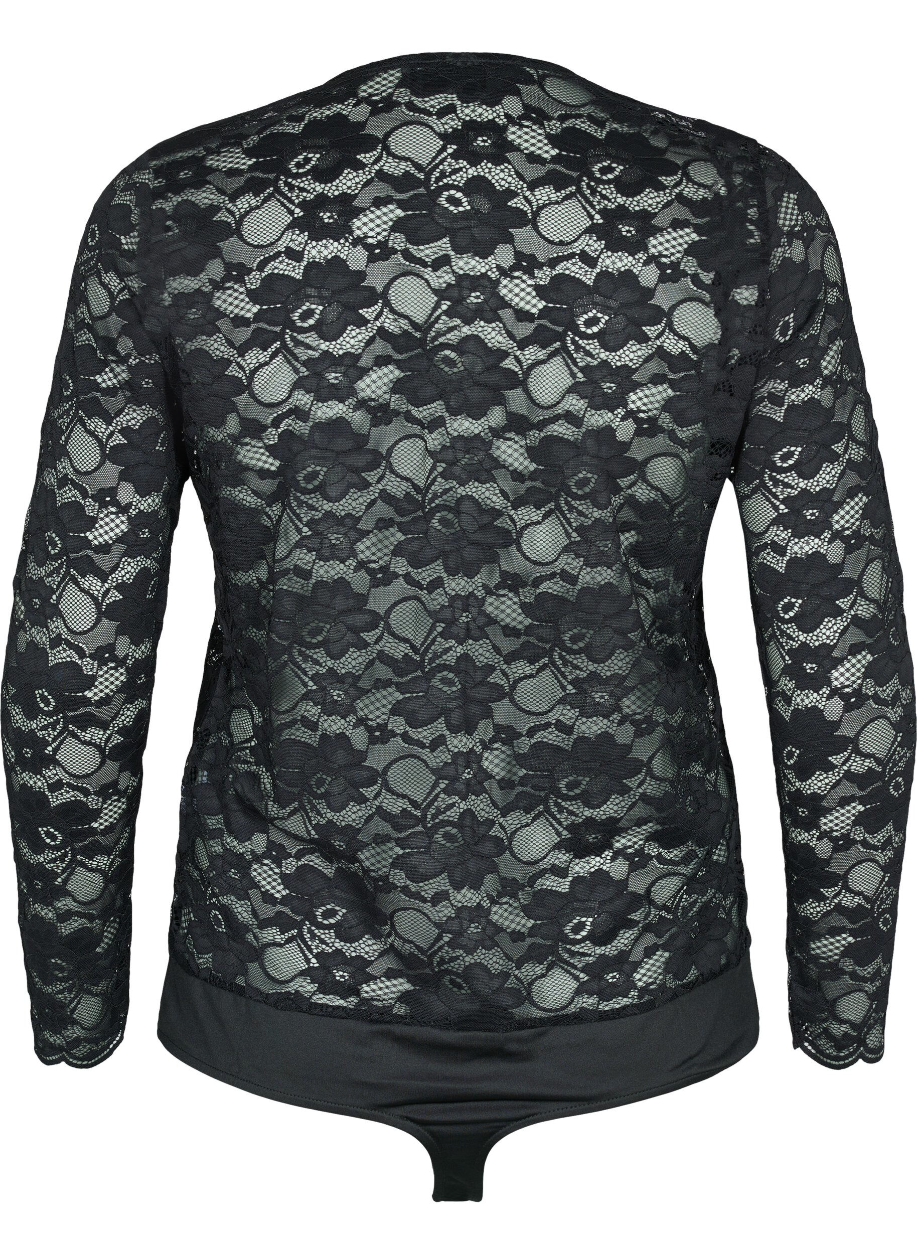 Zizzi Lace body with long sleeves, Black, Packshot image number 1