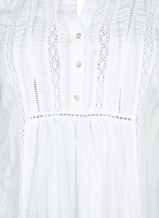 Sukienka z wiskozy w paski z koronkowymi wstazkami, Bright White, Packshot image number 2