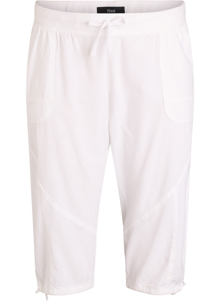 Bawelniane spodnie capri, Biały, Packshot image number 0