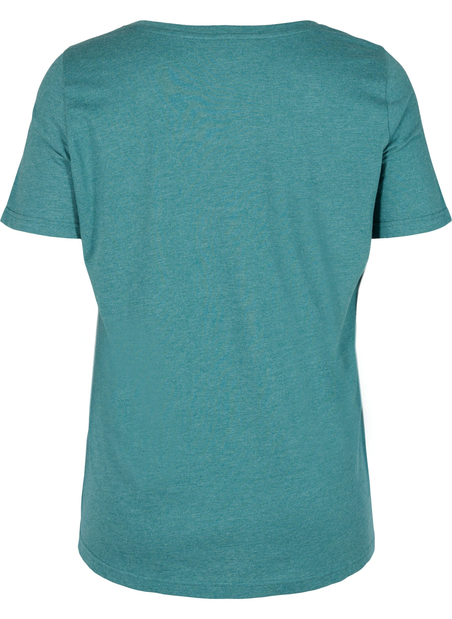 Zizzi Mottled t-shirt with print and short sleeves, Pacific Mel., Packshot image number 1