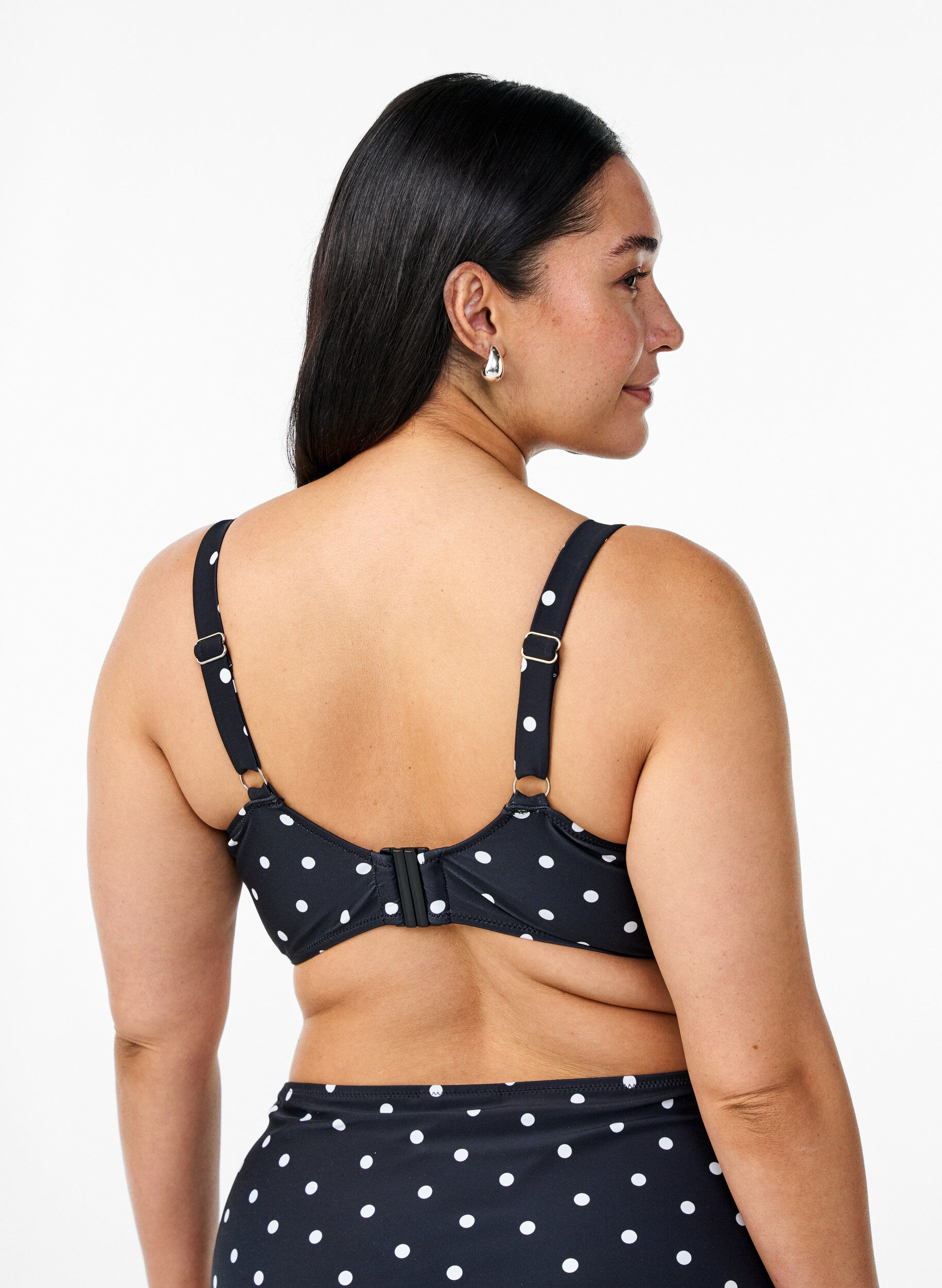 ZizziG&oacute;ra od bikini z fiszbinami i wzorem, Czarne, Model image number 2