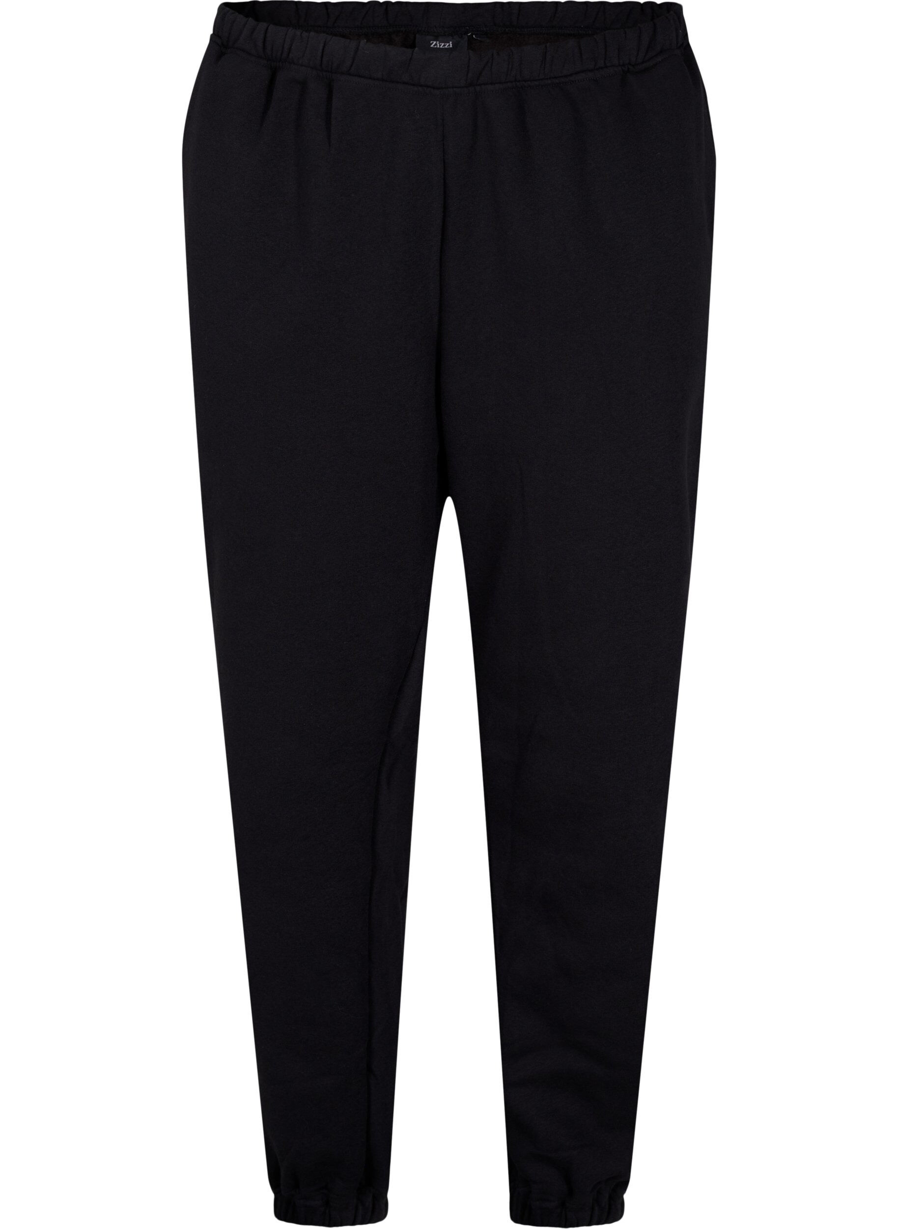ZizziLoose cotton trousers with pockets, Black, Packshot image number 0