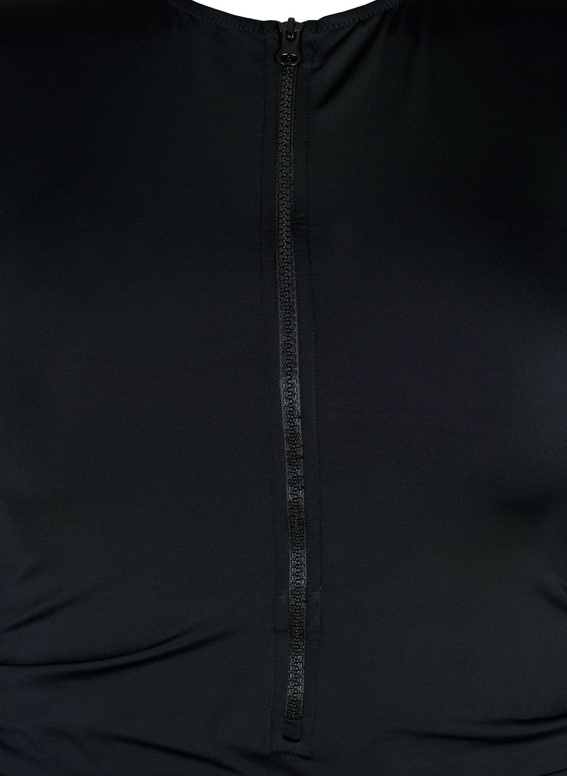 Zizzi Str&oacute;j kapielowy z zamkiem blyskawicznym i kr&oacute;tkimi rekawami, Black, Packshot image number 2