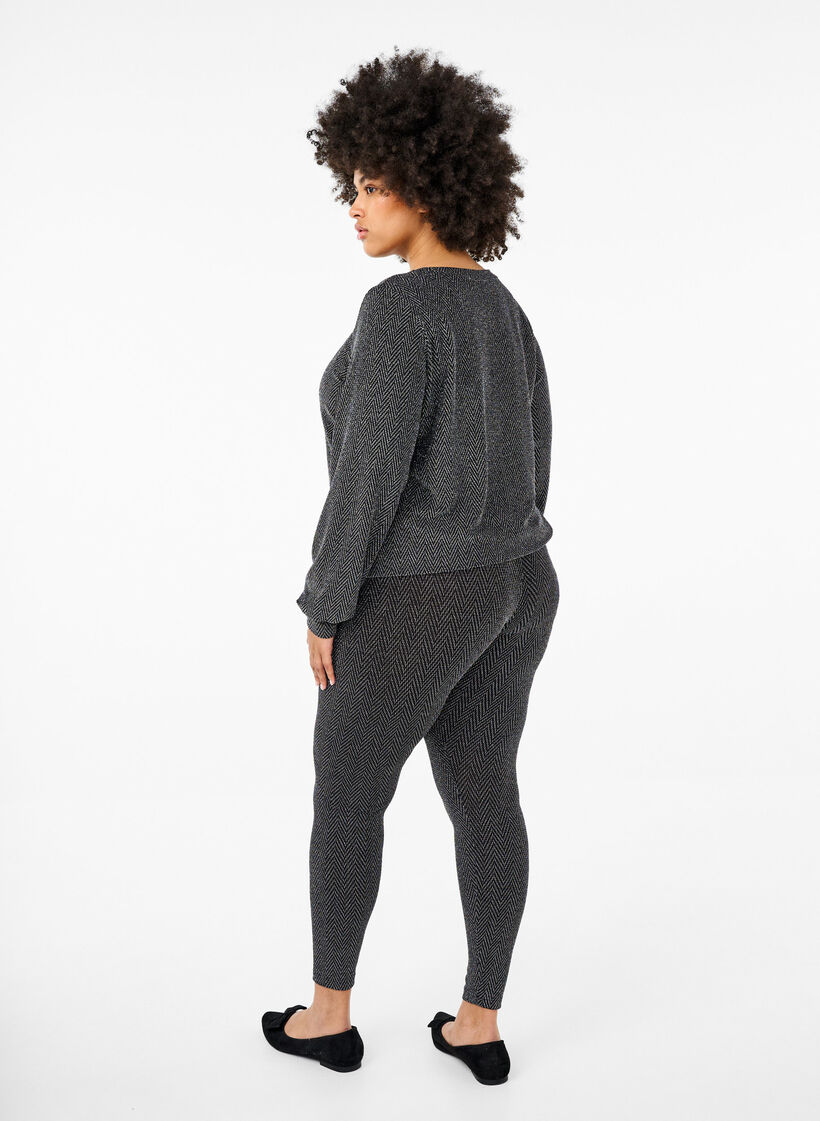 Legginsy z brokatowym wzorem, Silver ZigZagShimmer, Model image number 1