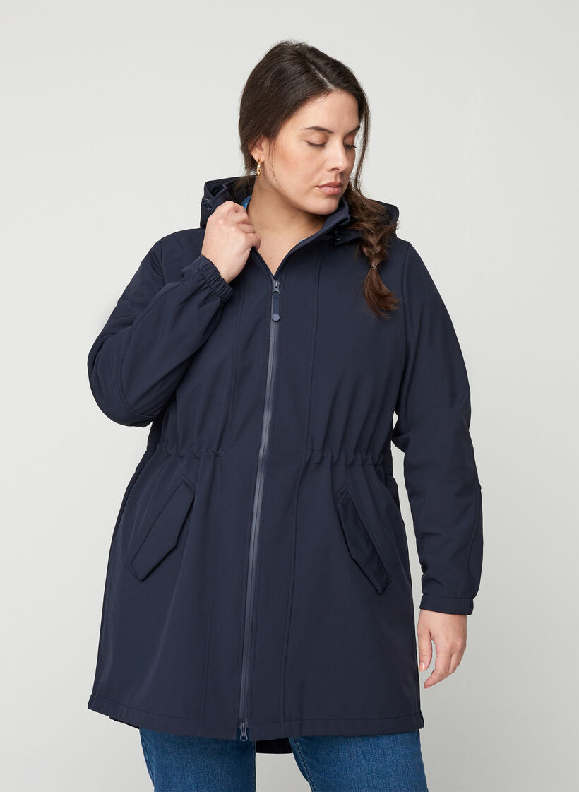 Kurtka softshell z kapturem, Night Sky solid, Model image number 0