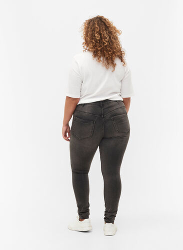 Super waskie jeansy Amy z wysokim stanem, Dark Grey Denim, Model image number 1