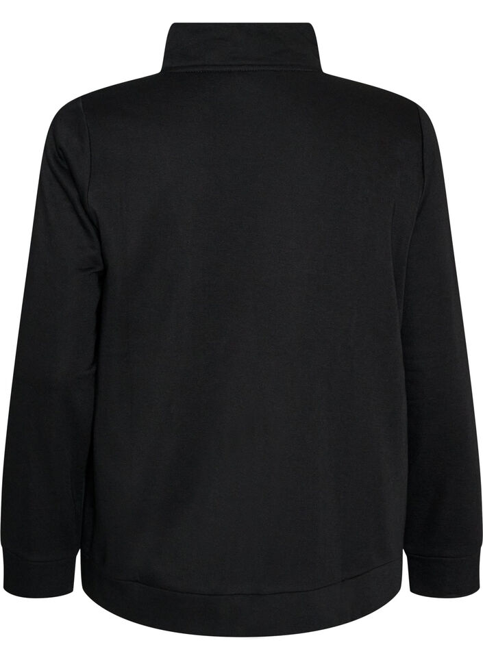 Bluza z wysokim kolnierzem i zamkiem, Czarne, Packshot image number 1