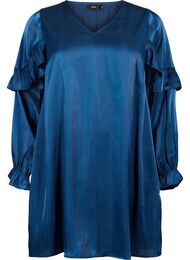 Wiskozowa sukienka z dekoltem w szpic i falbankami, Titan, Packshot