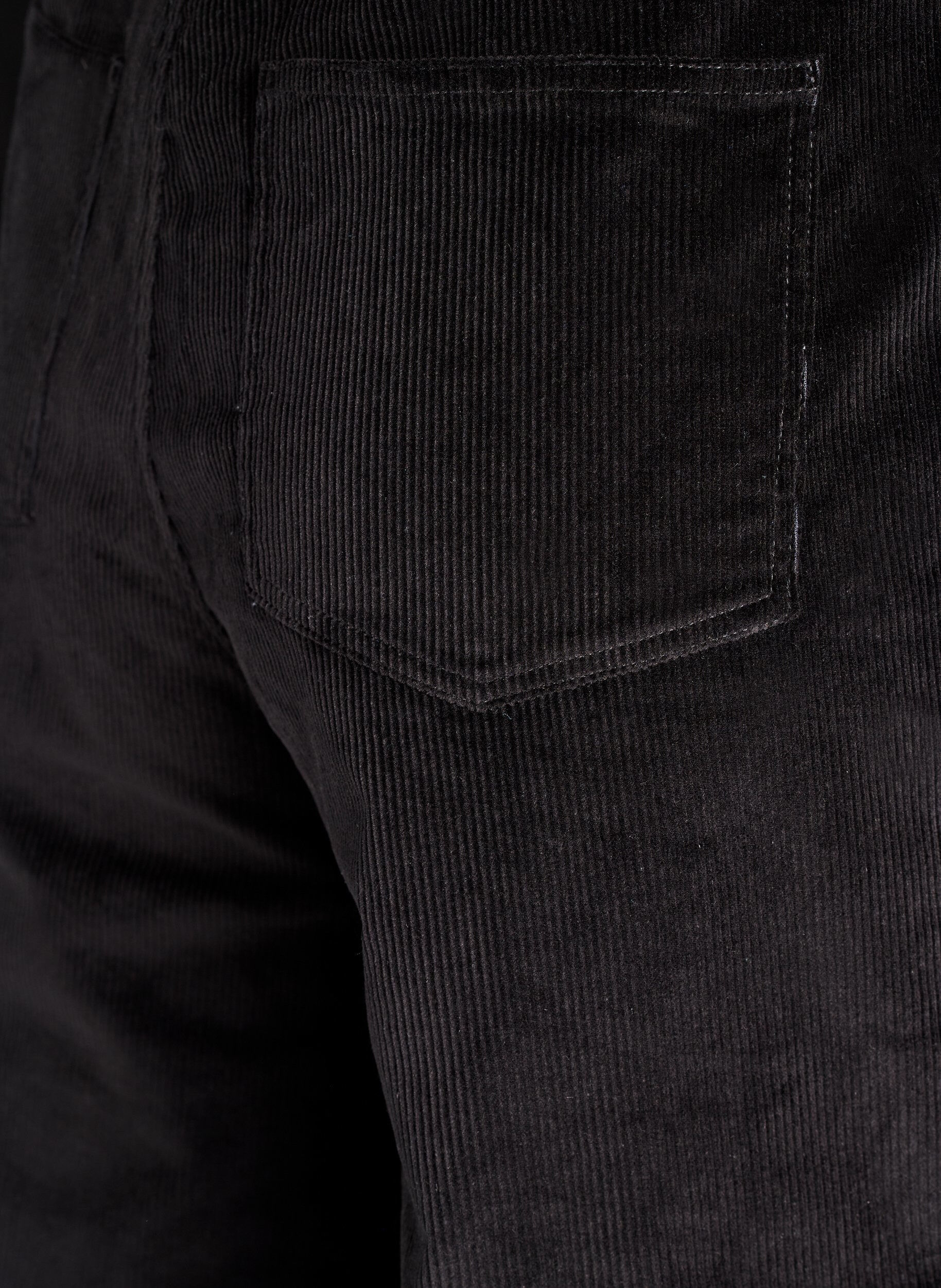 Zizzi Spodnie z dreszczu z wysokim stanem i szerokimi nogawkami, Czarne, Packshot image number 3