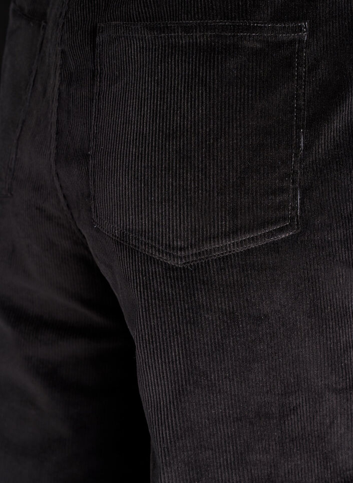 Spodnie z dreszczu z wysokim stanem i szerokimi nogawkami, Czarne, Packshot