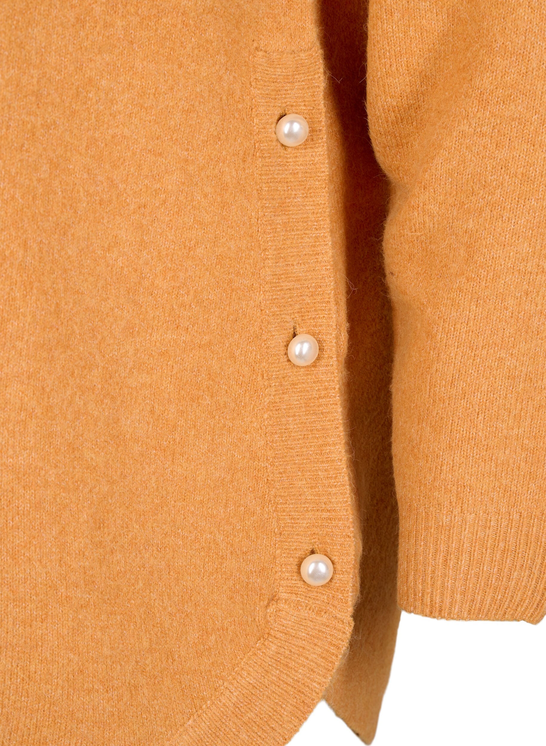 Zizzi Dzianinowa bluzka z koralikami, Yam White Mel., Packshot image number 3