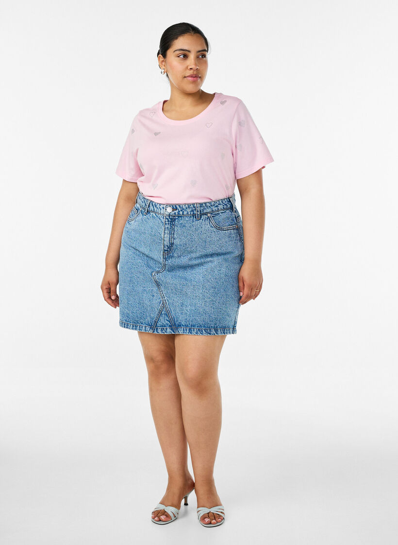 Koszulka z bawelny organicznej z serduszkami, R&oacute;żowy, Model image number 1