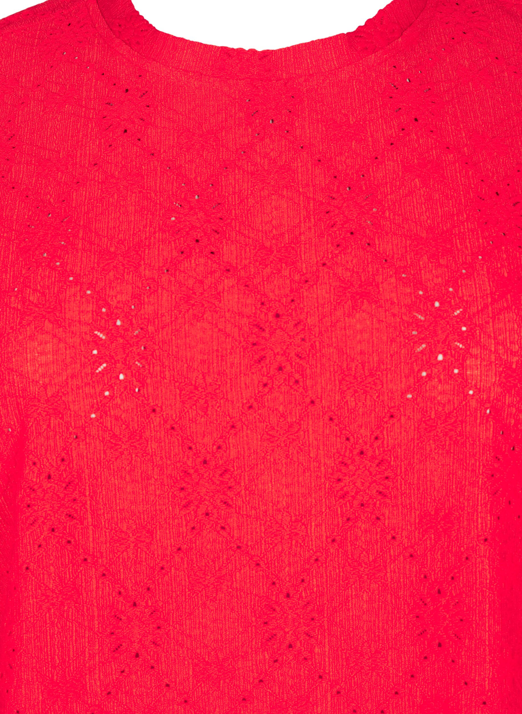 Zizzi Bluzka z kr&oacute;tkimi rekawami i kwiatowym haftem, Flame Scarlet, Packshot image number 2