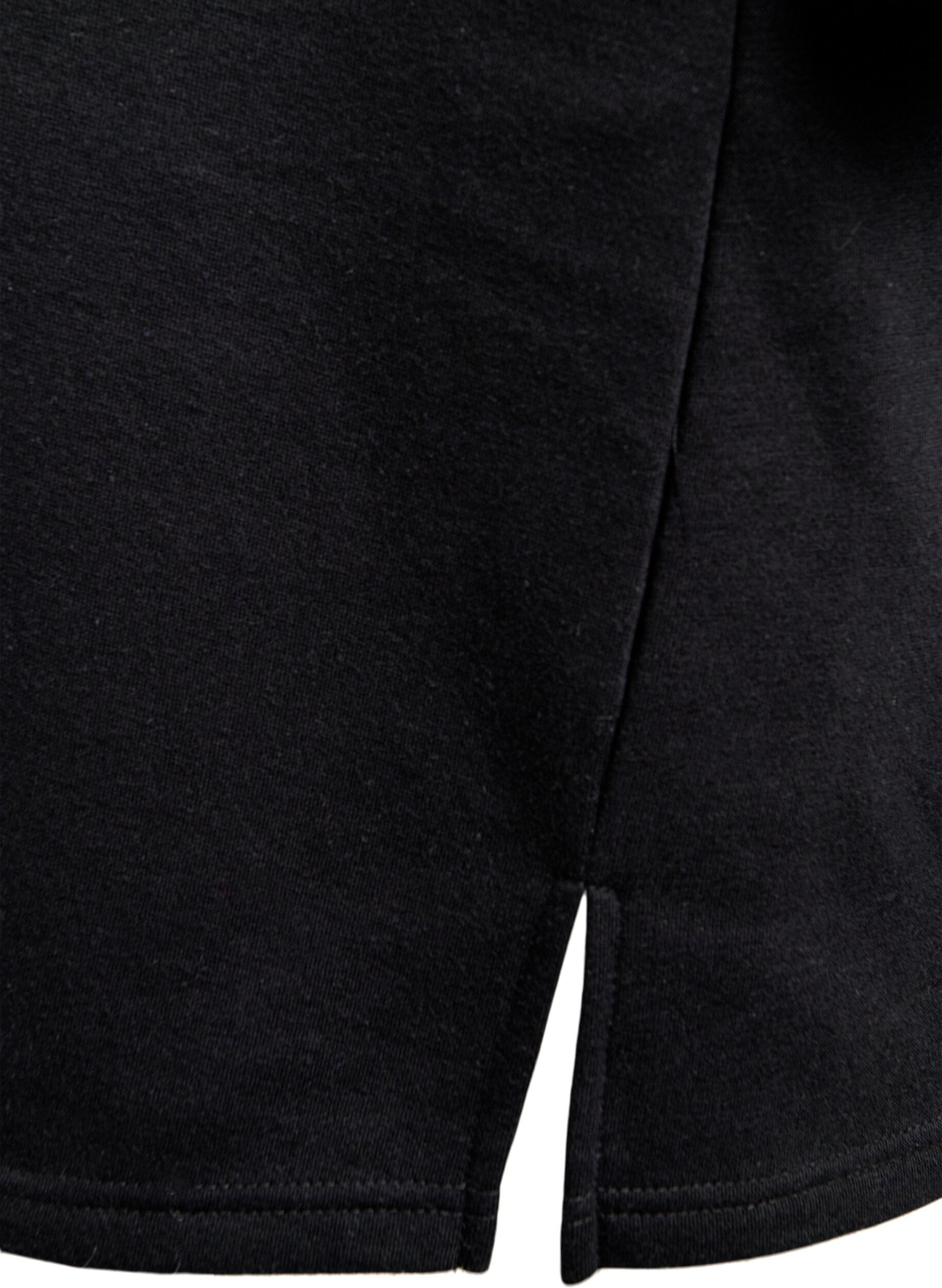 Zizzi Sukienka dresowa do kolan z fredzlami, Czarne, Packshot image number 3