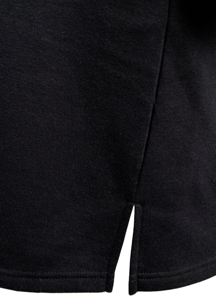 Sukienka dresowa do kolan z fredzlami, Czarne, Packshot image number 3