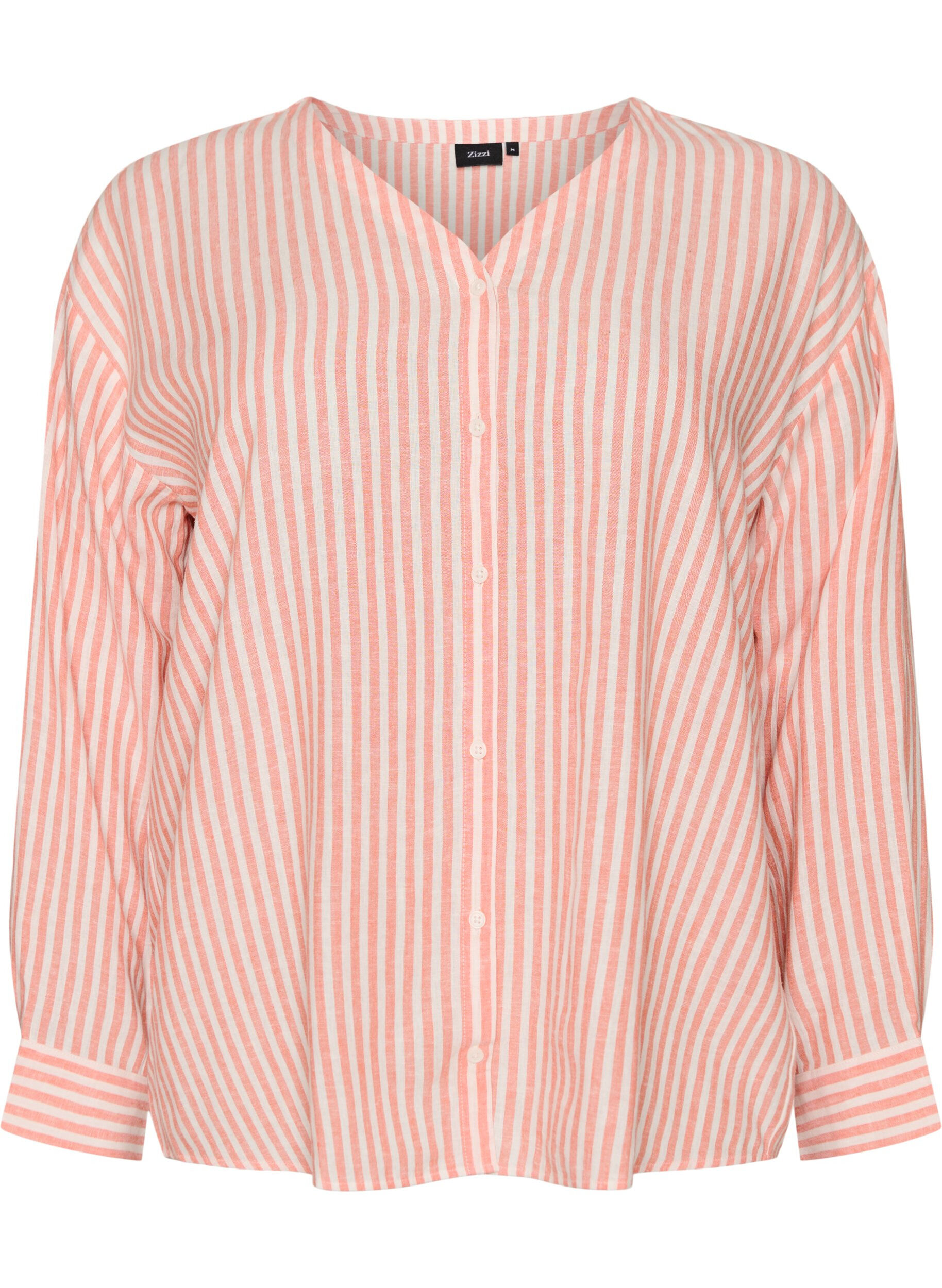 Bluzka z lnu i wiskozy z dekoltem w ksztalcie litery V