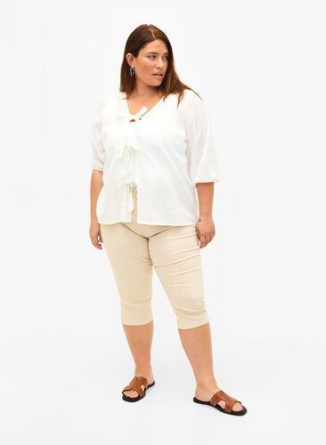 Dopasowane spodnie Emily capri, Oatmeal, Model image number 0