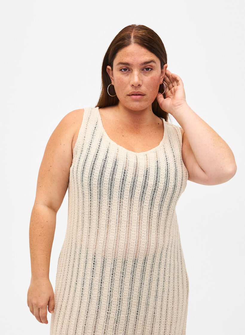 Lekka tkana sukienka plazowa z rozcieciami, Brazilian Sand, Model image number 2