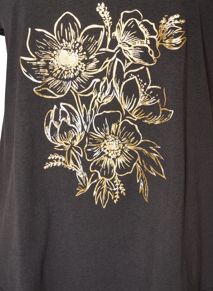 Bawelniany T-shirt z nadrukiem ze zlotej folii, Ciemnoszary, Packshot image number 2