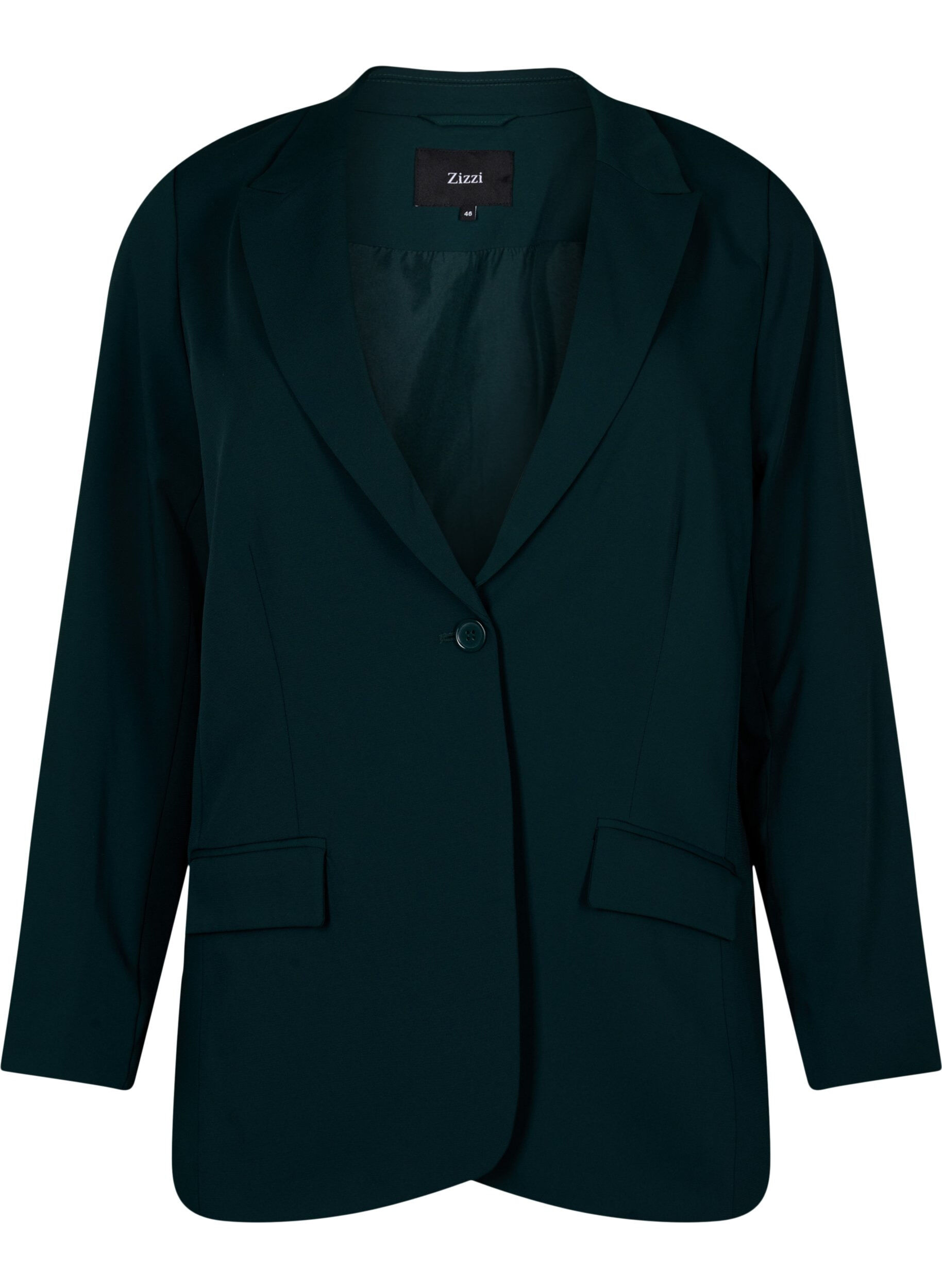 Zizzi Classic blazer with pockets, Scarab, Packshot image number 0