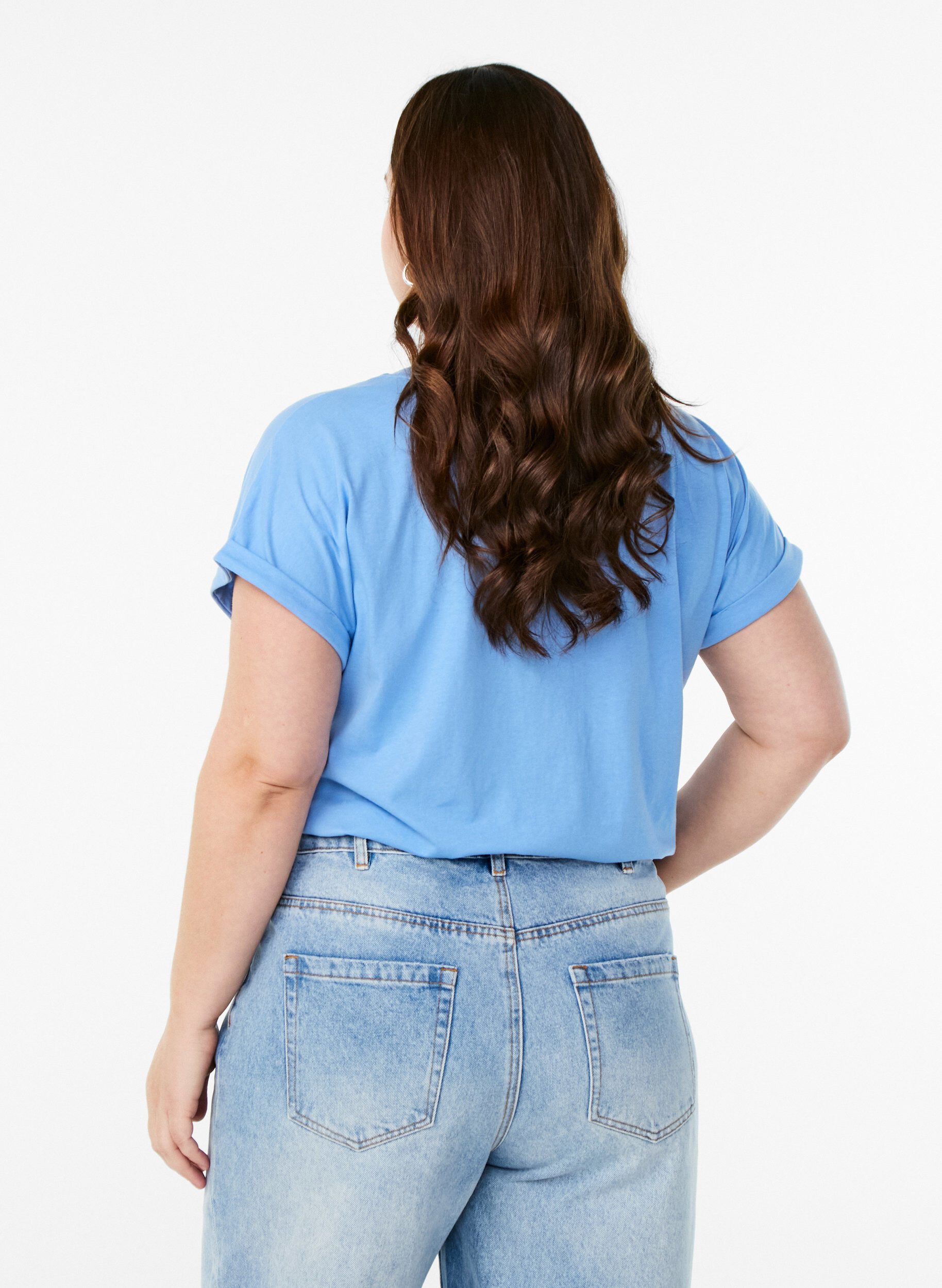ZizziT-shirt z kr&oacute;tkim rekawem z mieszanki bawelny, Niebieskie, Model image number 2